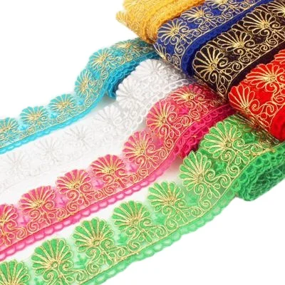 

Flower Embroidery Lace Colorful Pattern Shape Trim Applique Ribbon 15 Yards Sewing DIY Craft african lace