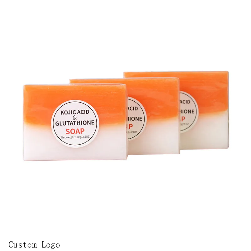 

Private label best quality organic skin lightening kojic acid whitning soap glutathione arbutin and kojic acid soap for face, White and orange