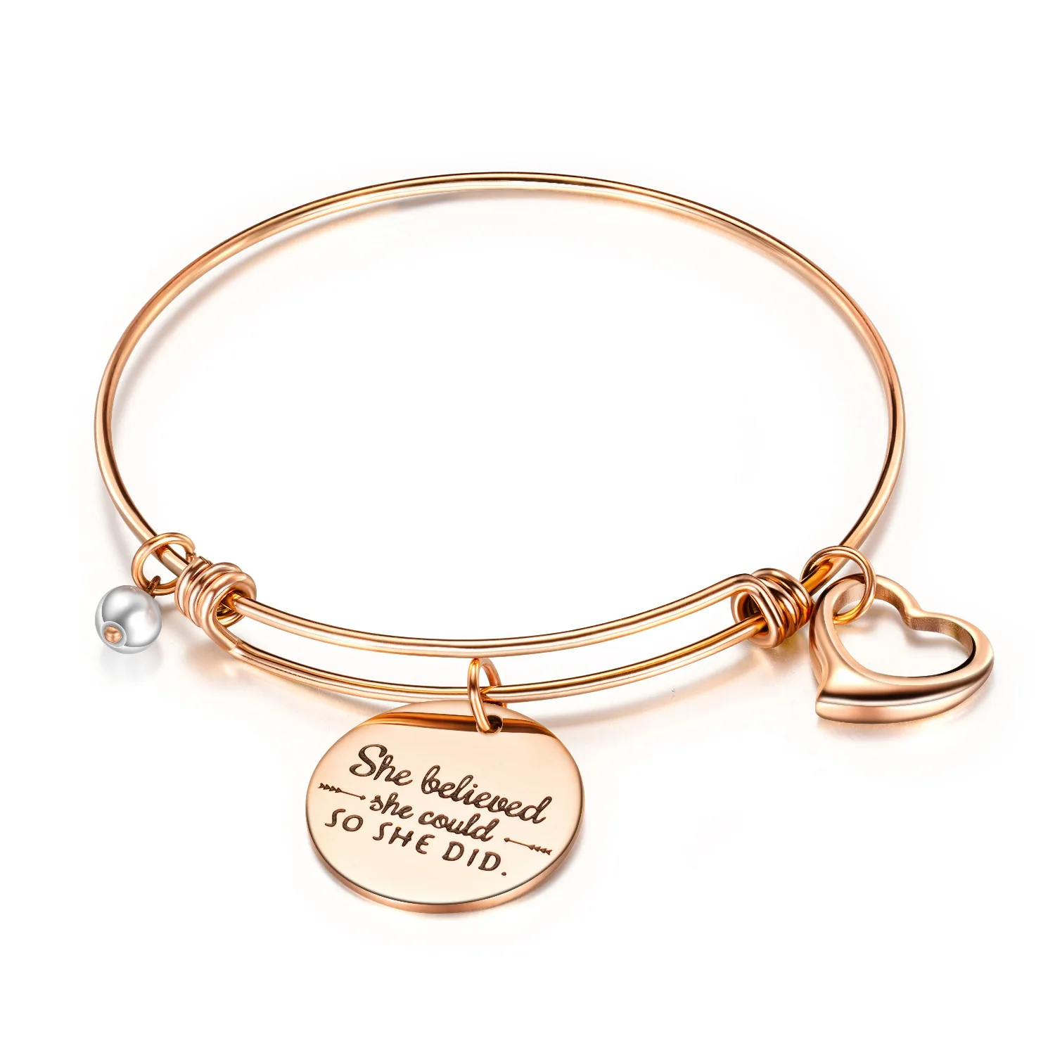 

Alex With Anis Because I Love You Divine Guides Charm Wire Bangle Stainless Steel Jewelry Cross Chain Expandable Alex Bracelet