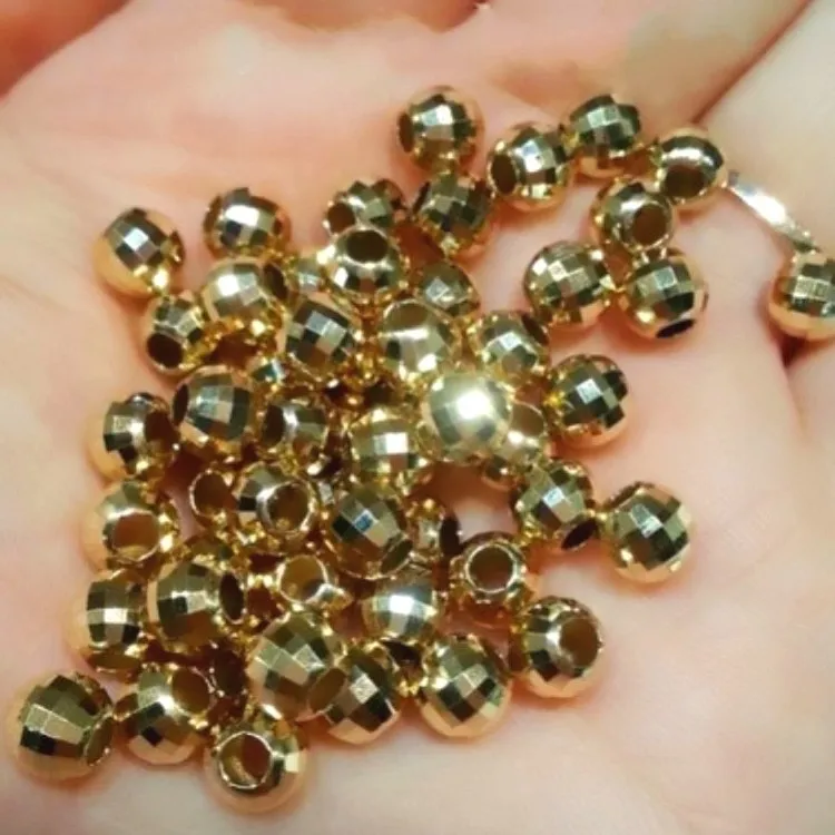 

fashion real 18K solid gold beads for jewelry making diy spacer pearl beads custom jewelry component findings accessories
