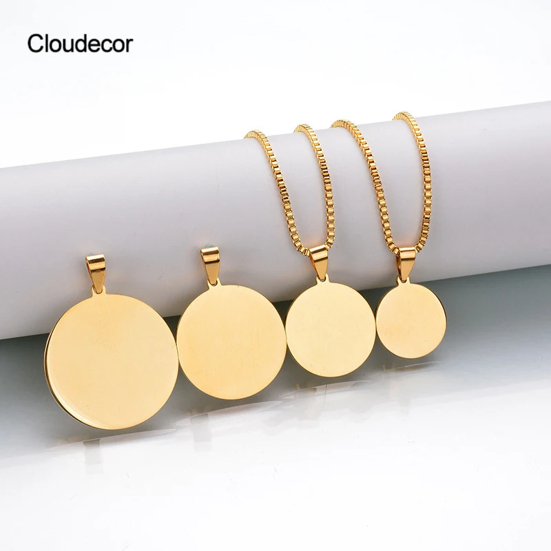 

Sublimation Necklace Blanks New Arrival Brand Logo Necklace Custom 18k Metal Coin Blank Disc Round Pendant Necklace Stainless