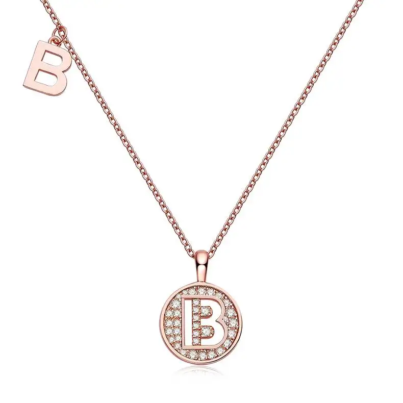 

Fine jewelry 26 Letters Series alphabet D VVS Moissanite 0.23Ct 925 Silver Leter Pave Rose Gold Plated Pendant Necklace Jewelry, Picture shows