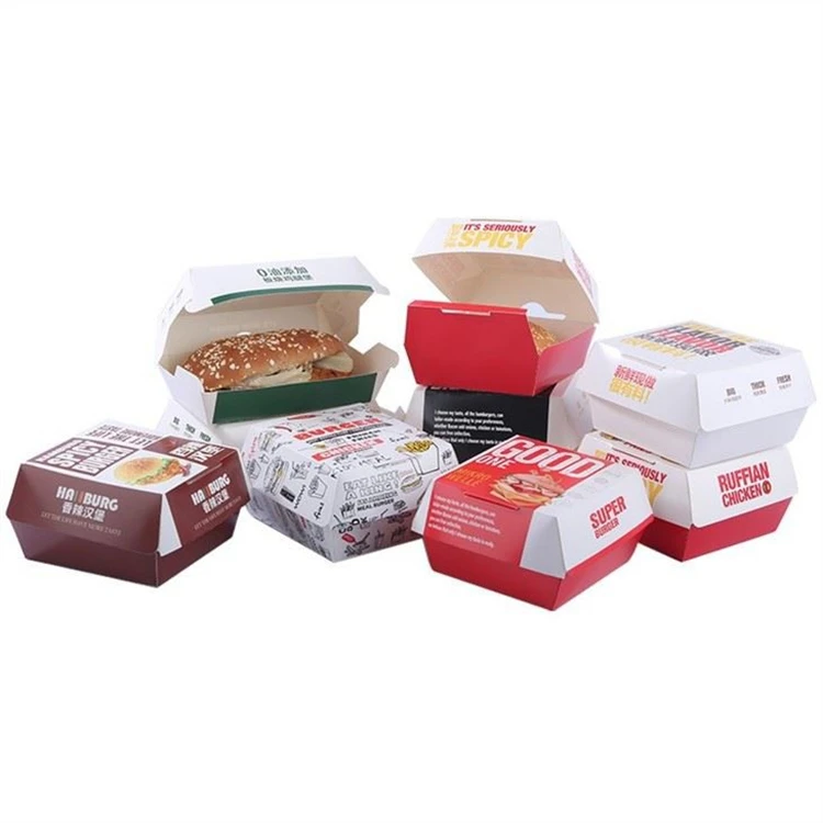 

RTS Biodegradable Custom Takeaway Fast Food Packaging Burger And Fries Boxes Black Pink Color Chicken Wing Hamburger Lunch Box