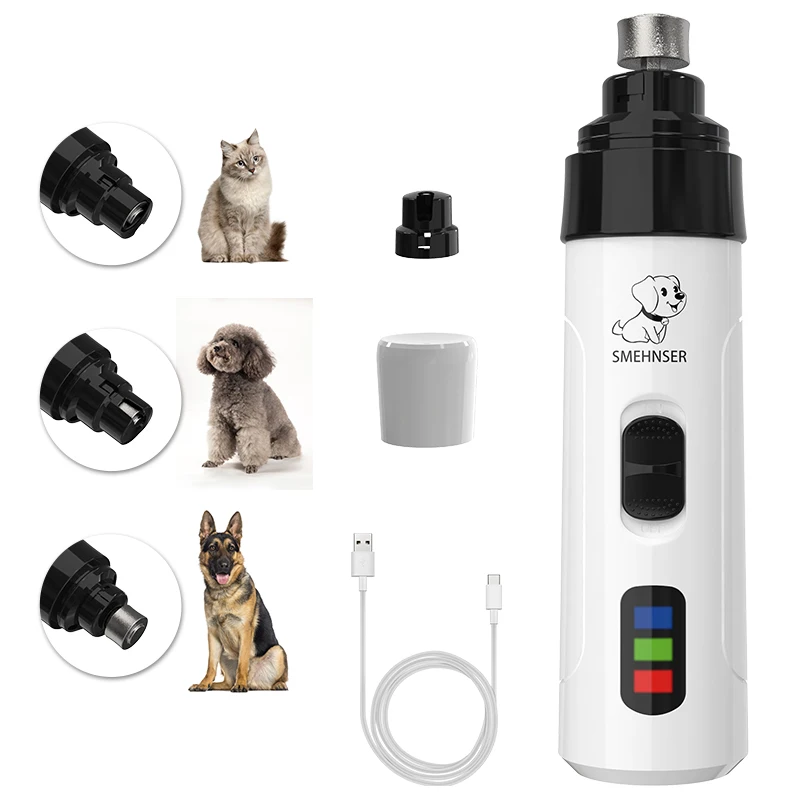 

SMEHNSER 2 Speed Electric Dog Nail Grinder Rechargeable Pet Nail Trimmer Paws Grooming Tools for Dogs Cats