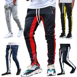 Mens Joggers Casual Pants Fitness Striped trousers