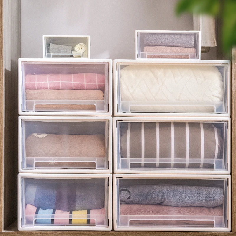 

Plastic transparent Expandable Wardrobe Stackable Drawer Storage Organizer Stacking Drawer Cabinet Box