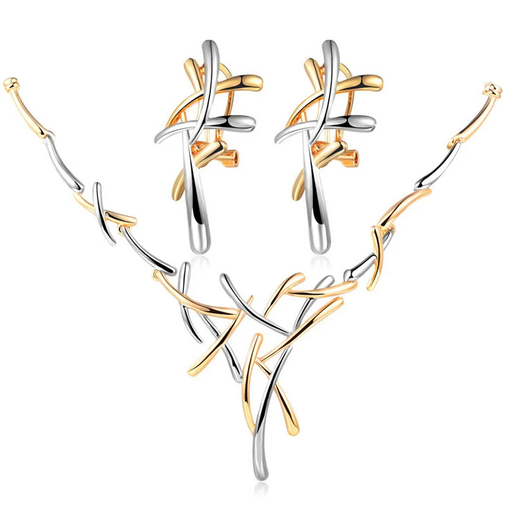 

PandaHall X Shape Alloy Pendant Stud Earrings Necklaces Jewelry Sets