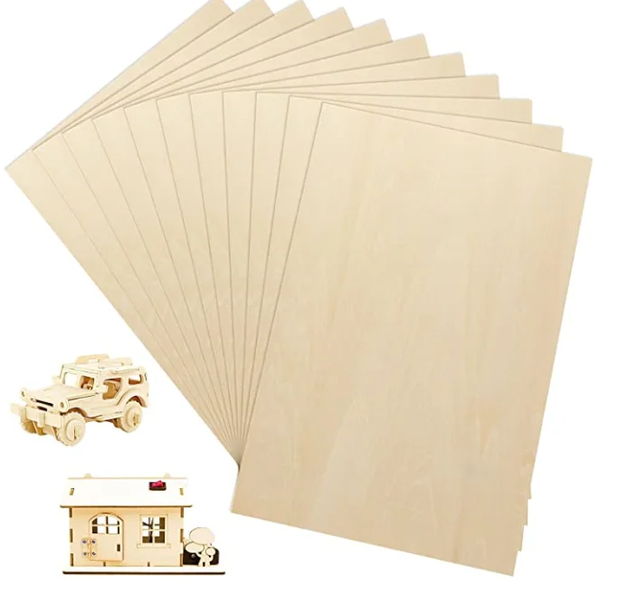 Tailai 12*8inch Basswood Wood Sheets Hobby Wood Plywood Board for DIY Crafts Blank Plywood Boards 3mm  Basswood Wood Sheets