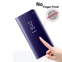 

For Samsung Galaxy S10 Clear View Stand Flip Cover Case Luxury Smart Mirror Electroplate Plating Protective Phone Case