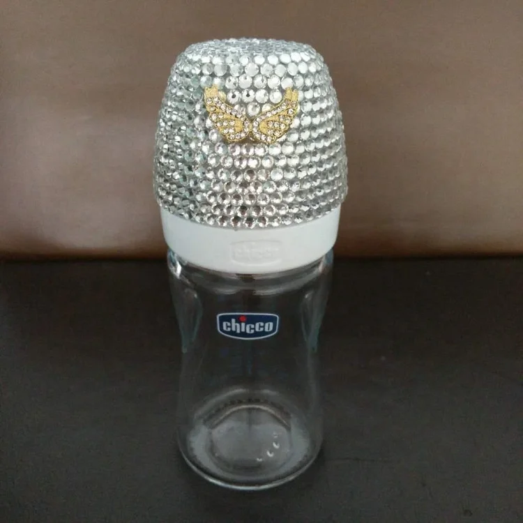 

Luxury Bling Bling Diamond Feeding Bottle 150ML Wide Neck PP Baby Bottle BPA Free Perfect Baby Gift Set, Silver