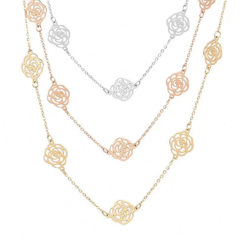 

Manufacturer Supply Wholesale Hollow Stainless Steel Flower Adjustable Fashion Necklace 2021 Trendy