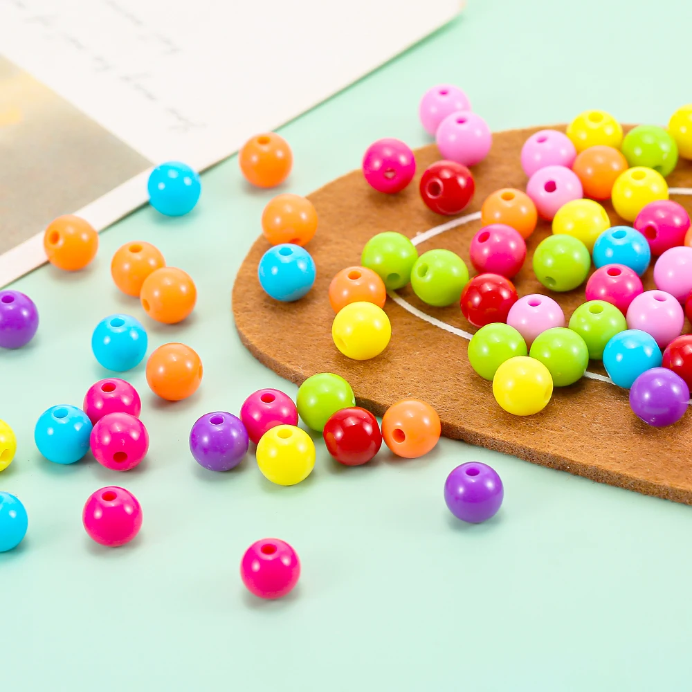 

200pcs/bag Colorful  color round resin acrylic beads Charms For Decoration diy Necklace and bracelet accessories, Colour mixture