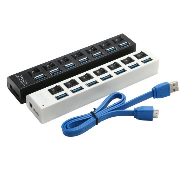 

Bajeal Multi Ports 7-Port USB 3.0 Hub Portable Super Speed Data Transmission Multiple USB30 Port Expander with Switches