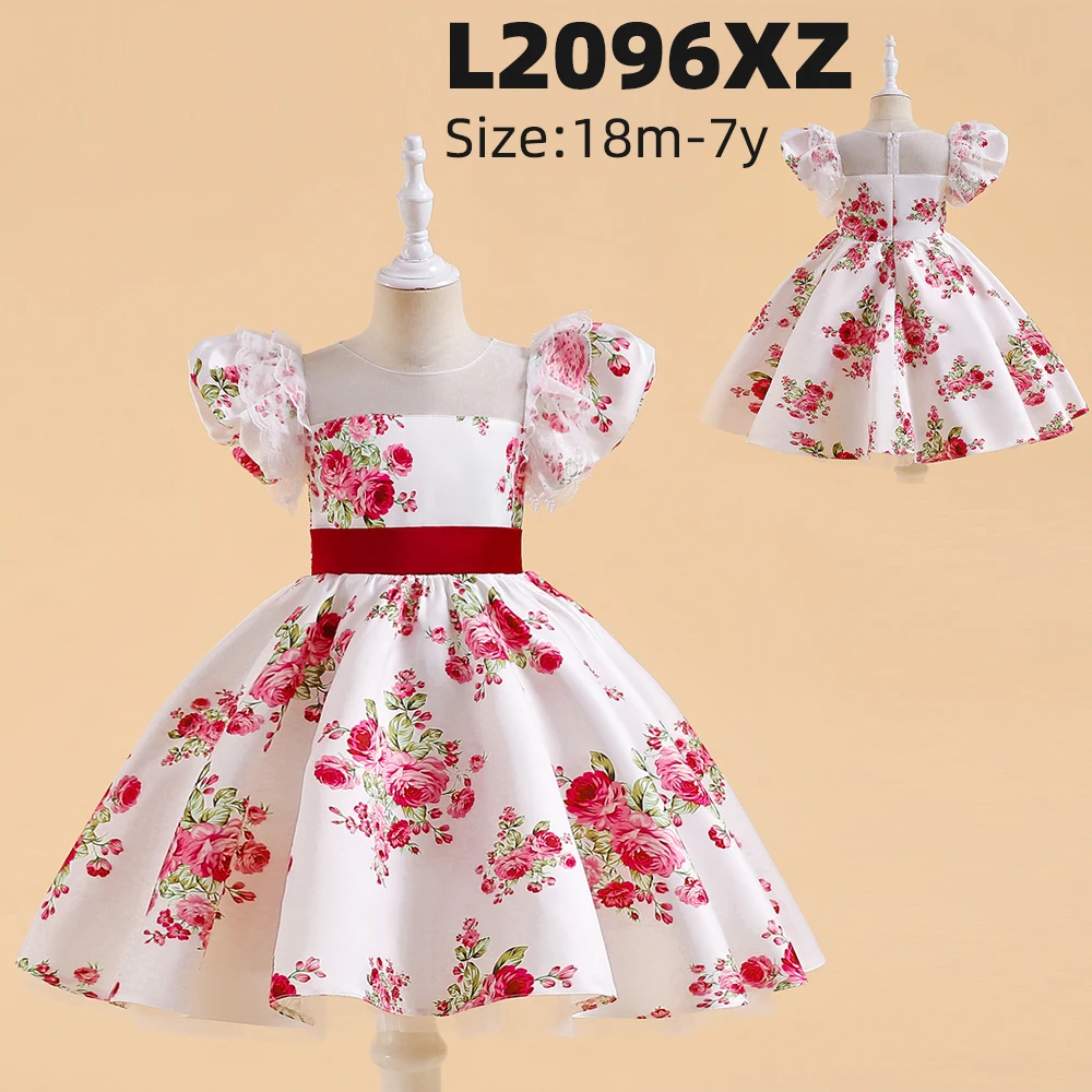 

MQATZ New Arrivals White Flower Printed Girl Dress Kids Cute Birthday Party Dresses For Girls From 18Months To 7Years L2096XZ