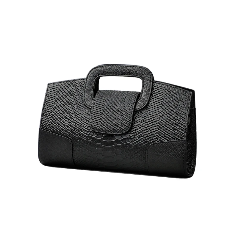 

2021 Fashion Envelope Shape Concise Elegant Genuine Leather Evening Clutch Bag Slim Sling Bag Cross Body Handbag Snake Pattern