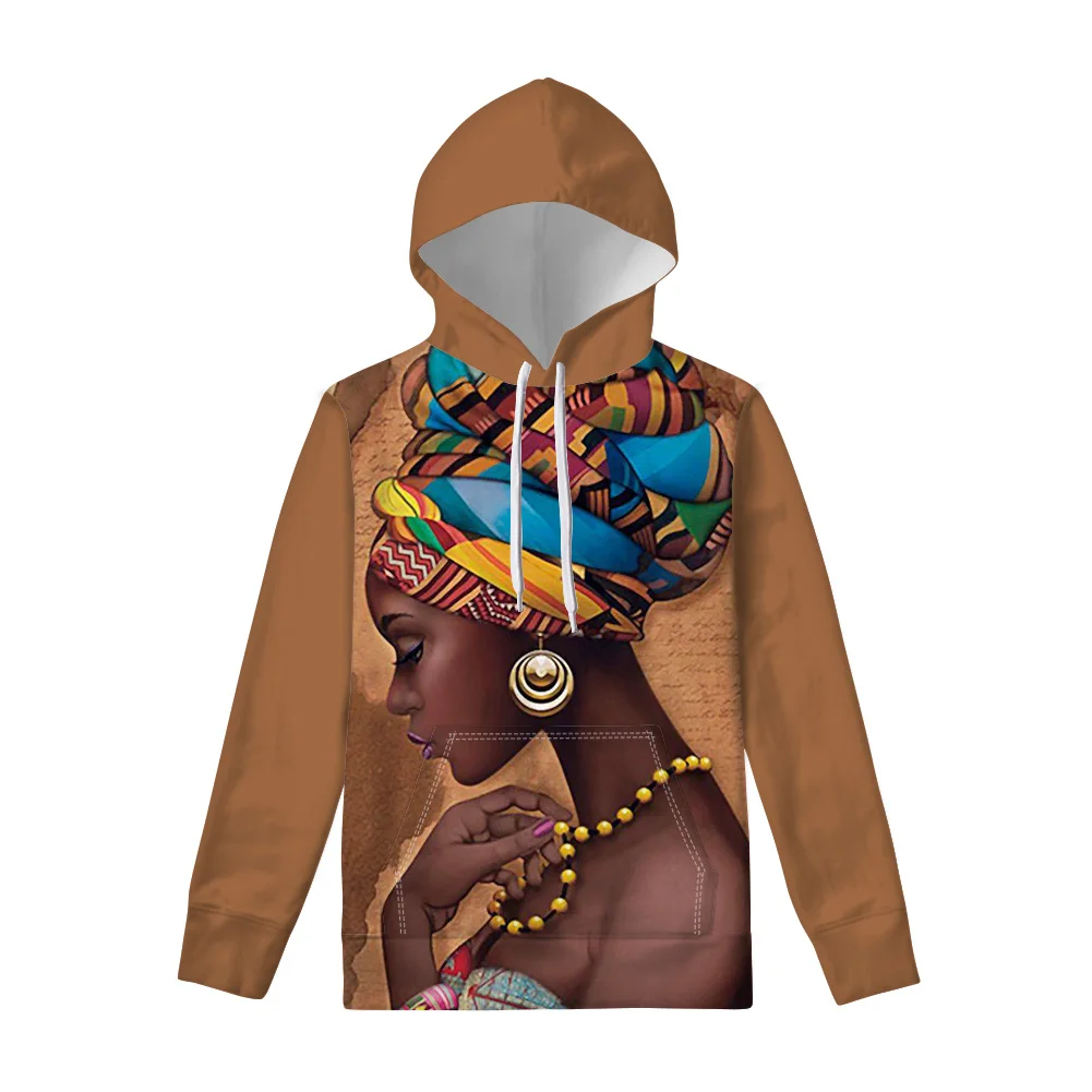 

Hoodies Oversized Print Black Queen African Women Pocket Sweatshirts Long Hooded Vintage Pullovers Fashion Women Sweatshirts, Picture color