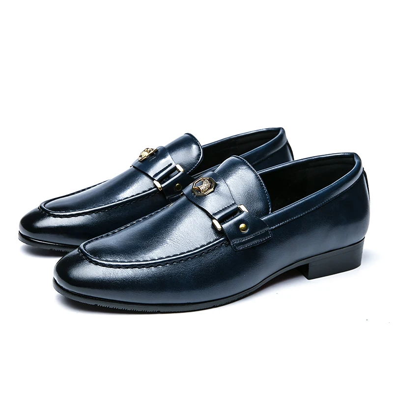 

2021 New Styles Men's Custom British small leather shoes large size metal buckle men's leather shoes Dress Shoes