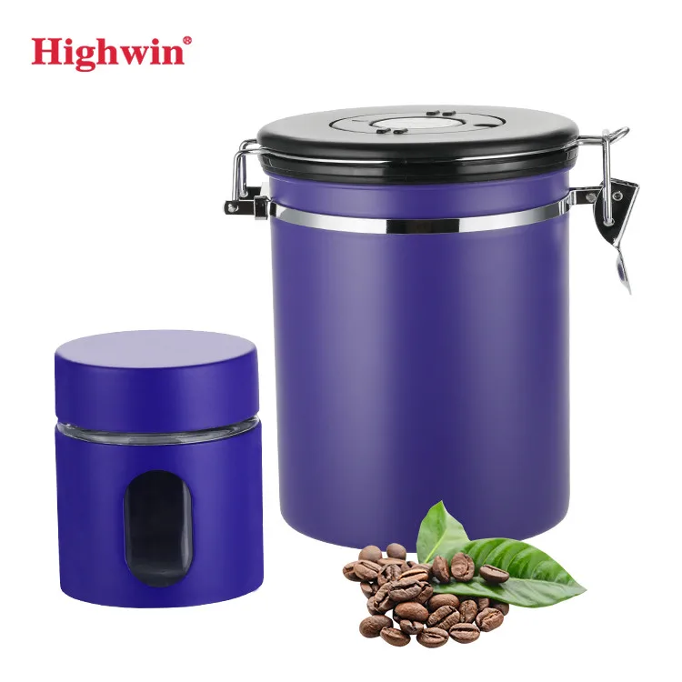 

Highwin Stainless Steel Airtight Coffee Canister With Date Dial And One-way Co2 Vent Valve Premium Airscape Coffee Container Can, Silver