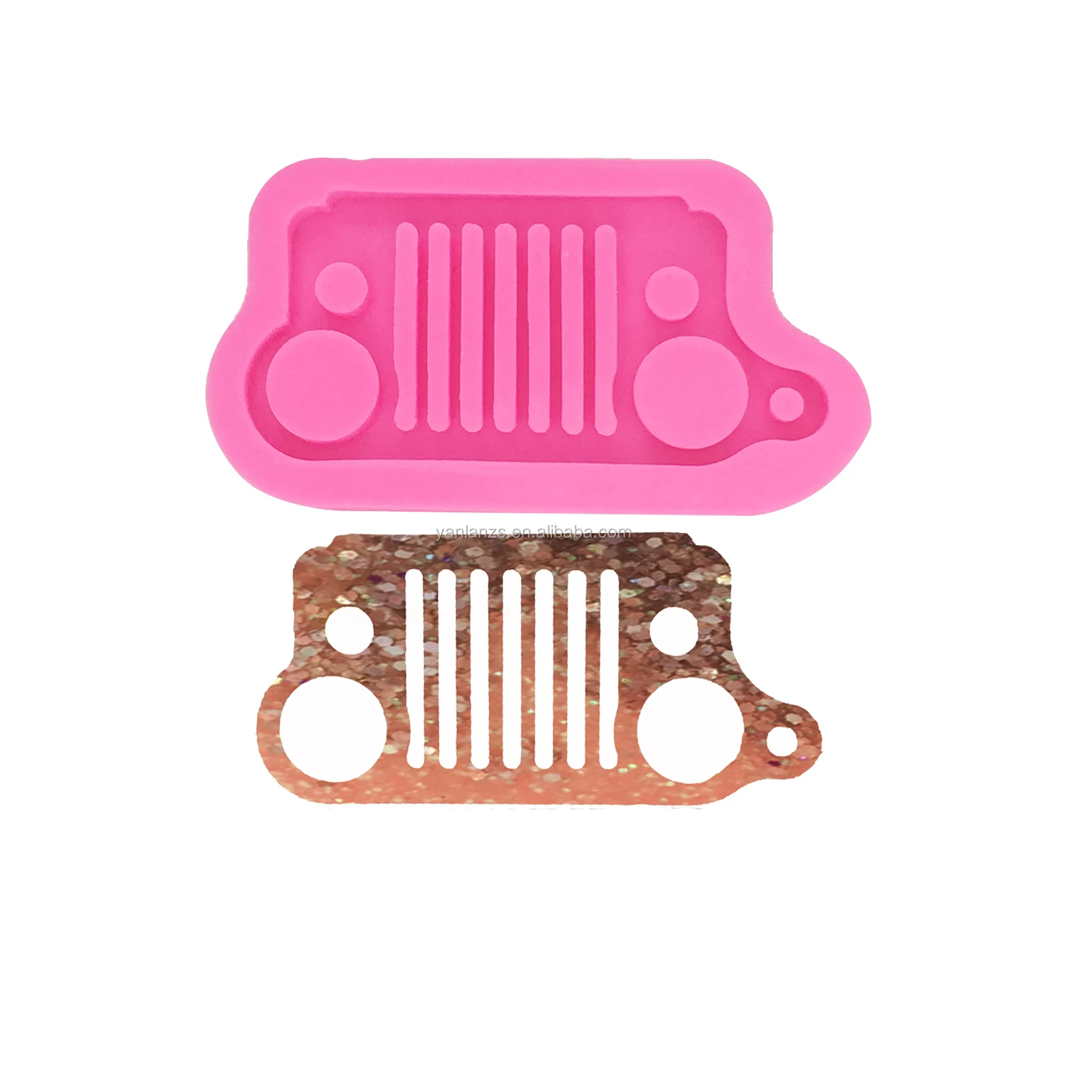 

S282 epoxy Resin pendant mould car light stand mold with holes silicone Jeep Grill Mold for keychains, Random