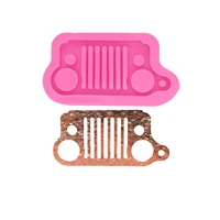 

S282 epoxy Resin pendant mould car light stand mold with holes silicone Jeep Grill Mold for keychains