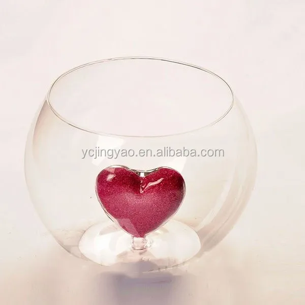 

Fancy Heart Design High Borosilicate Heat-resistant Round Glass Ball Bowl Fish Tank Vase, Clear