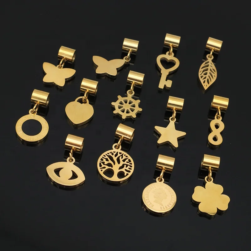 

2021 New jewelry necklace evil eyes pendant charms DIY gold plated stainless steel charms bulk for jewelry making
