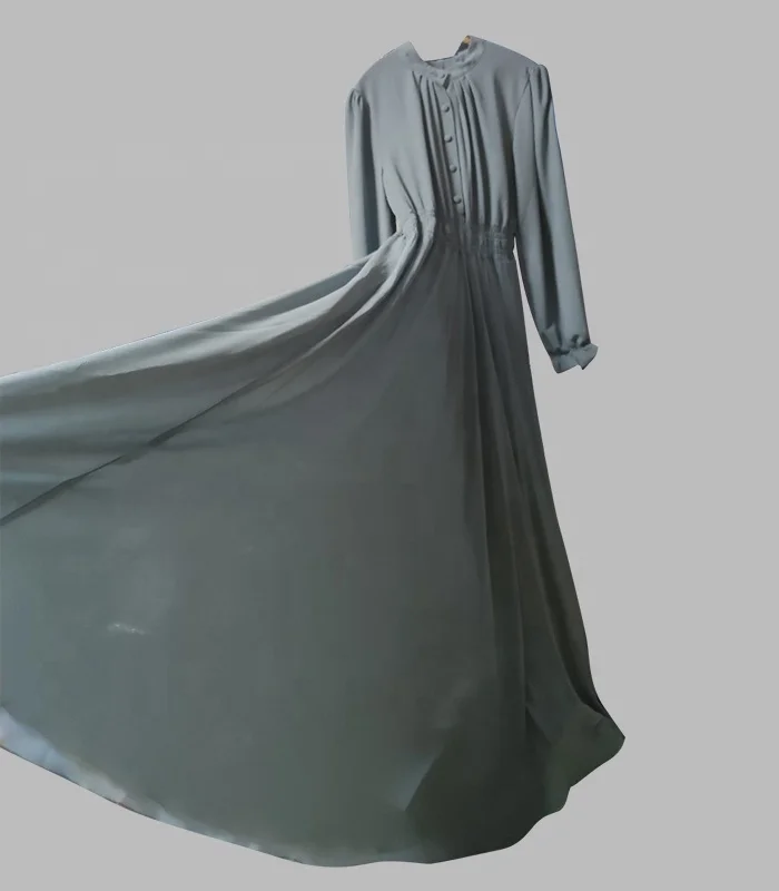 
Wholesale Long Sleeve Dark Blue Embroidered Ethnic Women Muslim Dress 