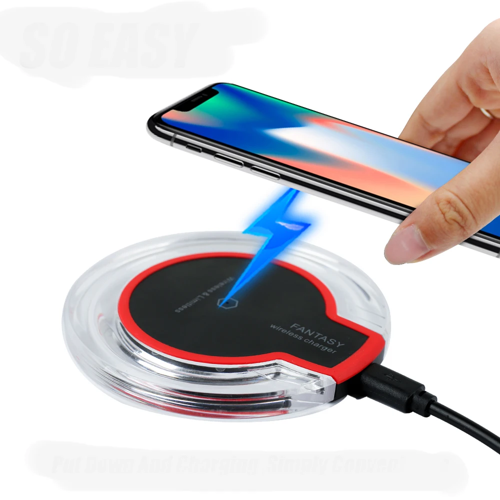 

Universal Crystal Qi Wireless Charger Pad With LED Light Wireless Fast Charger for All Phone, White / black