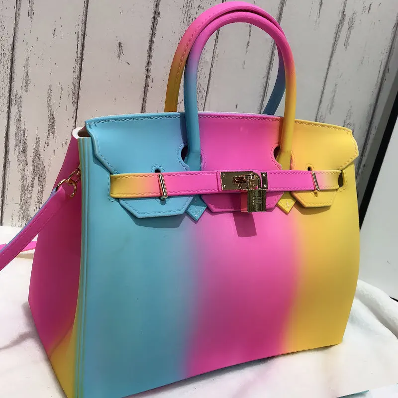 

handbag for women large tote frosted rainbow jelly PVC shoulder crossbody handbags