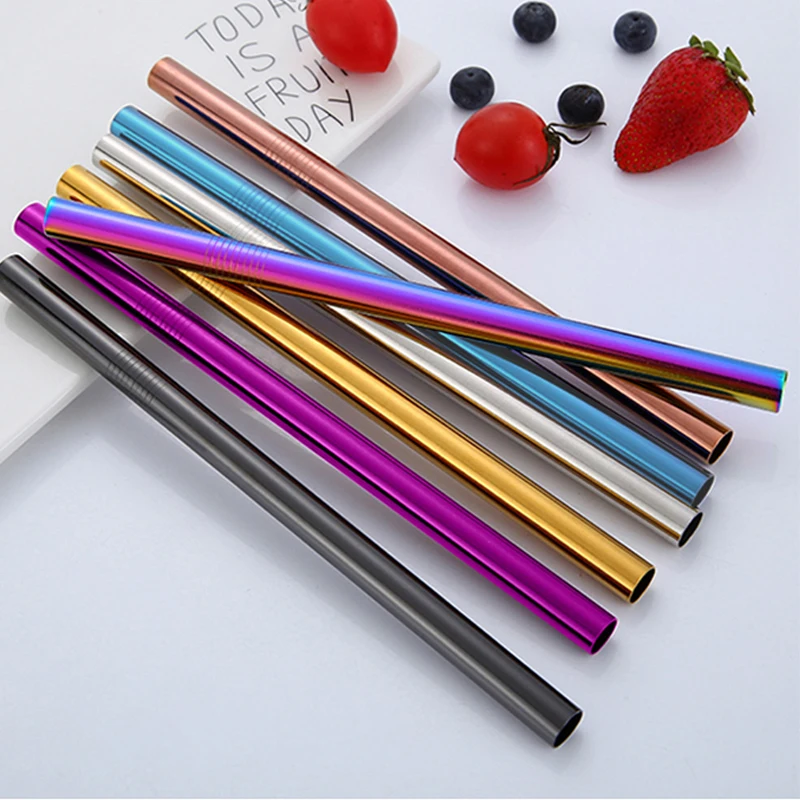 

Amazon Hot Sale Hongda Custom Logo 18/10 Reusable Boba Stainless Steel Metal Straw, Silver, gold, rainbow, rose gold, black, blue, purple