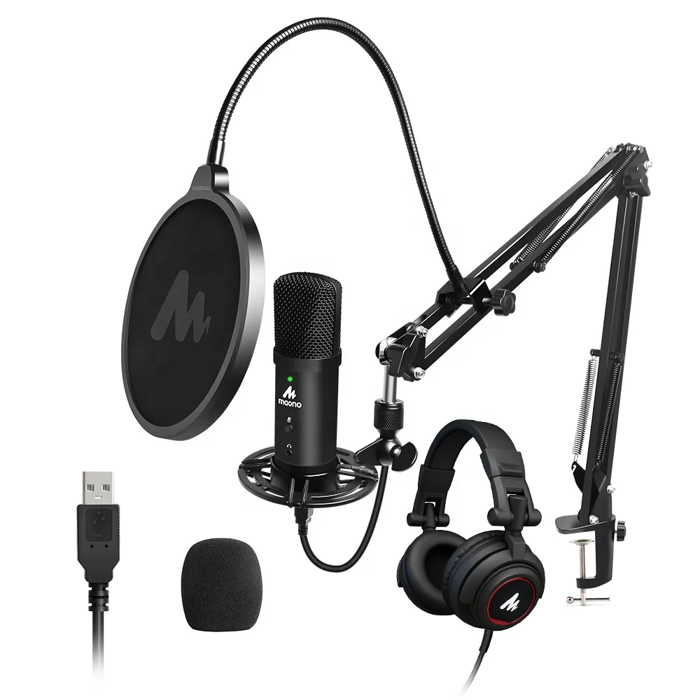 

MAONO Studio USB Microphone With Real Time Monitor Headphones For Live Recording With Computer Podcast Gaming Microphone Kit