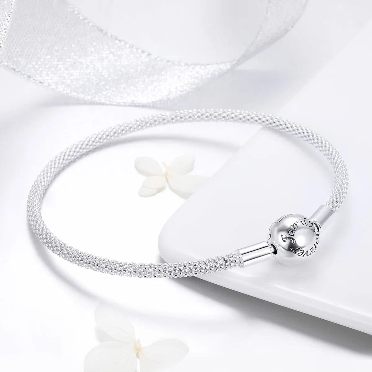 

forever love bangle 925 silver round bead charm bracelet