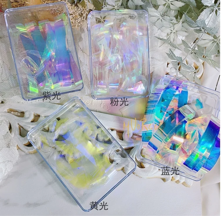 

3D Nail Art Aurora Glass Mirror Paper Stickers Nail Foils Holographic Decal Manicure, Colorful