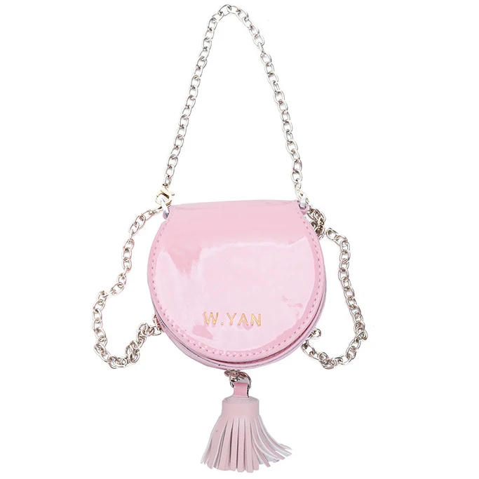 

2020 new hot sell kids girl fashion mini purse metal pu leather cross-body bag toddler girl trendy saddle chain sling bag