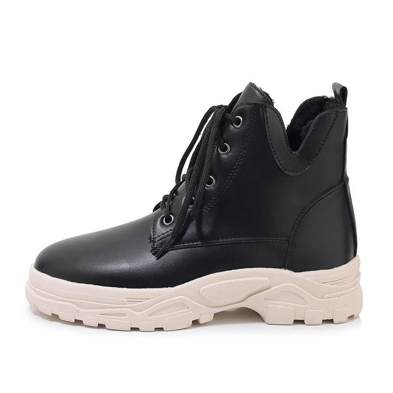 

Flat Platform Ankle Snow Boots Casual Shoes Woman Spring Winter Boot, Black/white