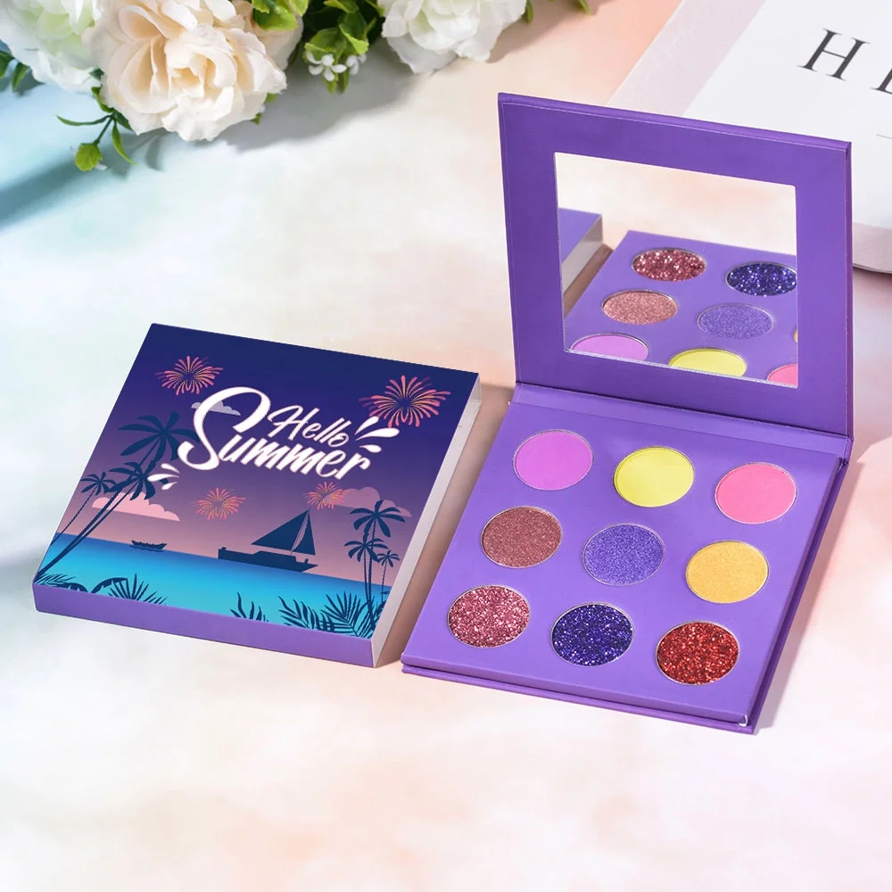 

Private Label Custom Your Own Makeup Palettes 9 color High Pigment Powder Eyeshadow Palette