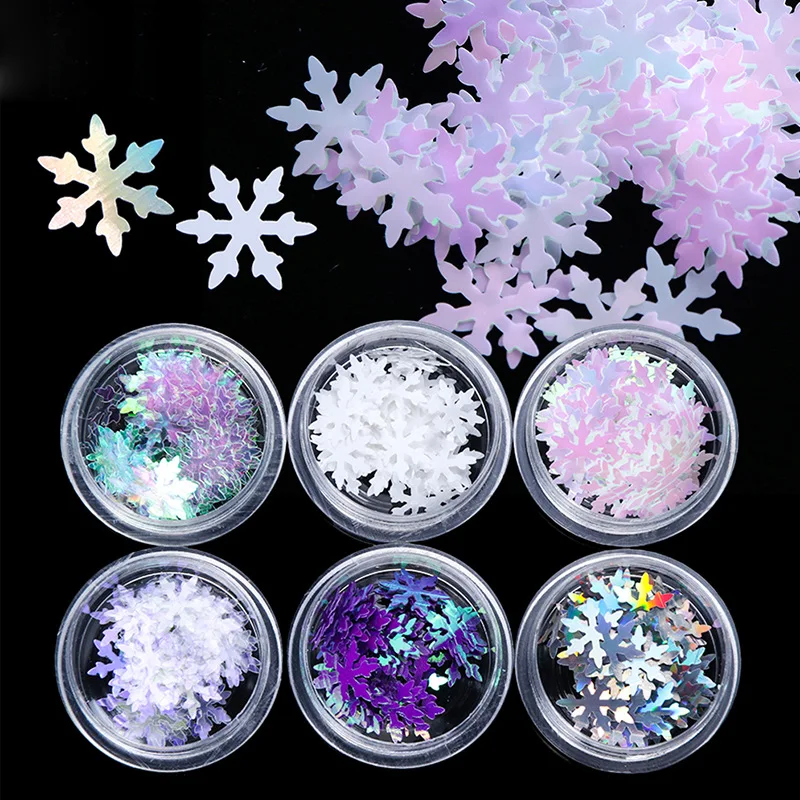 

2022 Winter Christmas Snow Flake Nail Hologram Nail Art Decoration Set