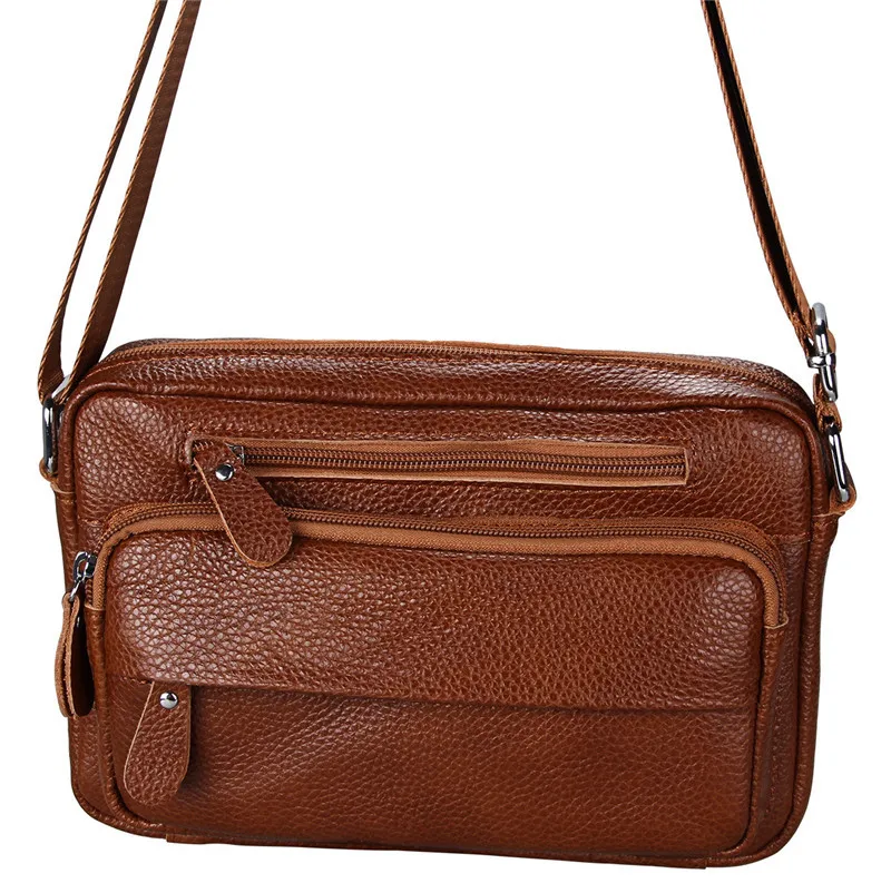 

Custom bag men genuine leather shoulder bag vintage casual messenger bags, Black, coffee, brown