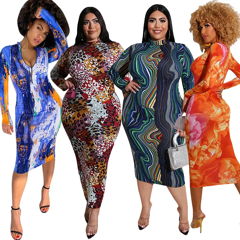 

african women casual dress summer dress women plus size casual Printing tight casual maxi dresses