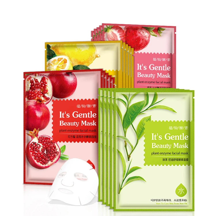 

four types fruit plant enzyme moisturizing hydrating facial mask private label korea face mask beauty
