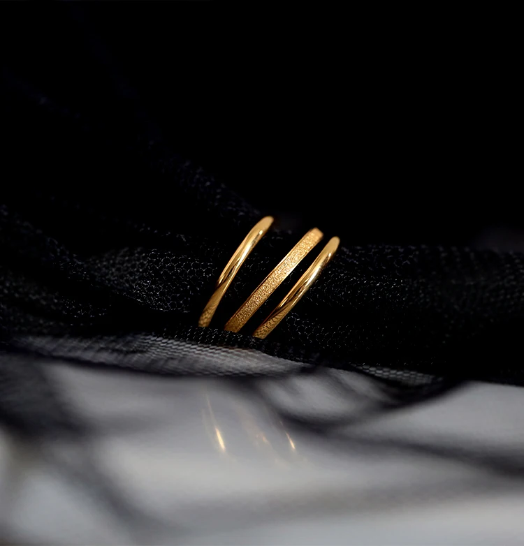 

Golden Titanium Steel 18K Plain Ring Fashion Ring Set For Women