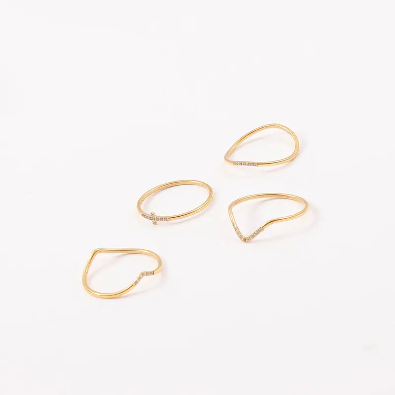 

Joolim High End 18K Gold Plated Dainty Arrow Irregular Not Fall Zirconia Super Fine Rings for Women Finger Ring New