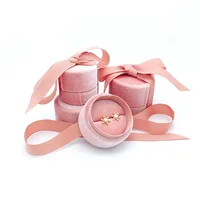 

round pink wedding ring jewellery packaging boxes velvet gift jewelry box