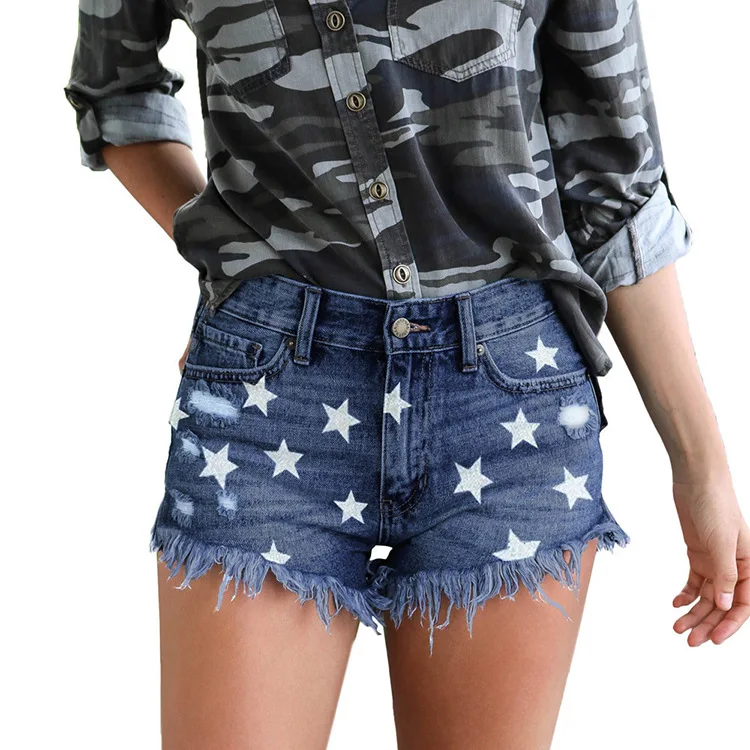 

2021 spring Amazon ripped fringed denim shorts ebay independent station wish spot women's jeans