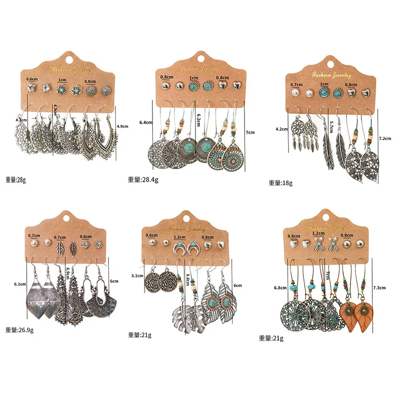 

Fashion Jewelry Earrings For Women 2021 Bohemian Female Drop Dangle For Women Stud Tassel Earrings Set, Picture shows