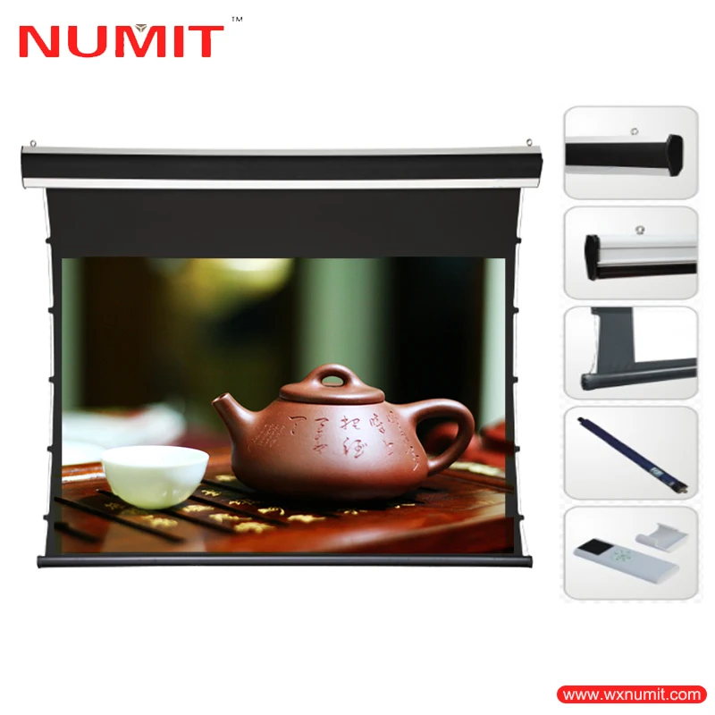 Ceiling Mounted Electric Tensioned Projector Screen Motorized Tab Tebsion Projection Screen