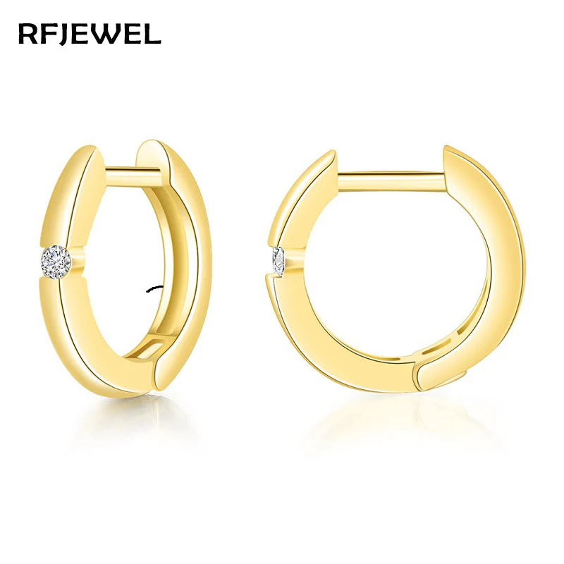 

RFJEWEL HOT minimalist zircon micro earring female Euro-American fashion copper gold plated earrings for women huggie earrings