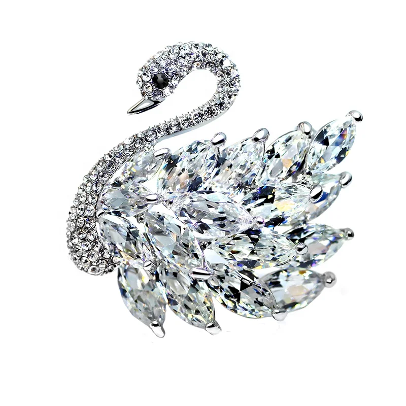 

High-end clothing accessories brand luxury sparkling crystal zircon Swan brooch brooch