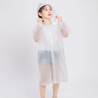 

E1258 Traveling Custom Logo Kids Child Suit Rainwear Rain Cape Coverall Hood Waterproof Reusable EVA Transparent Raincoat, Picture