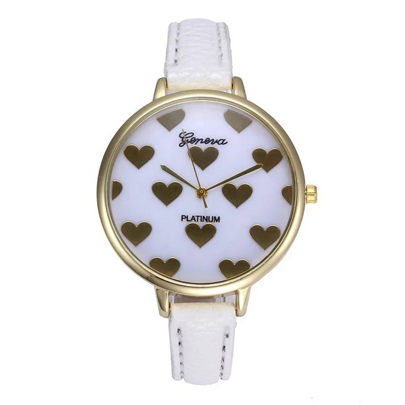 

8233 Wholesale Small Heart Girl Geneva New Design Watches Women For Custom Printed Beautiful Watches, 4 colors